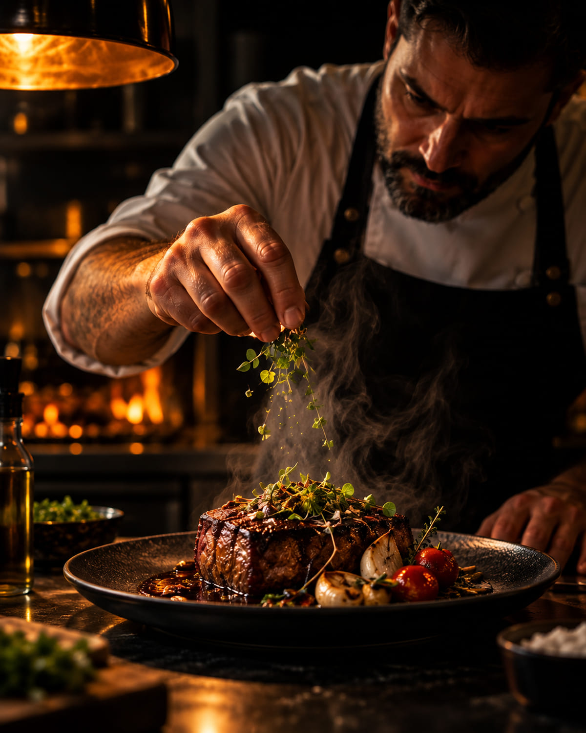 Chef finalizando um prato